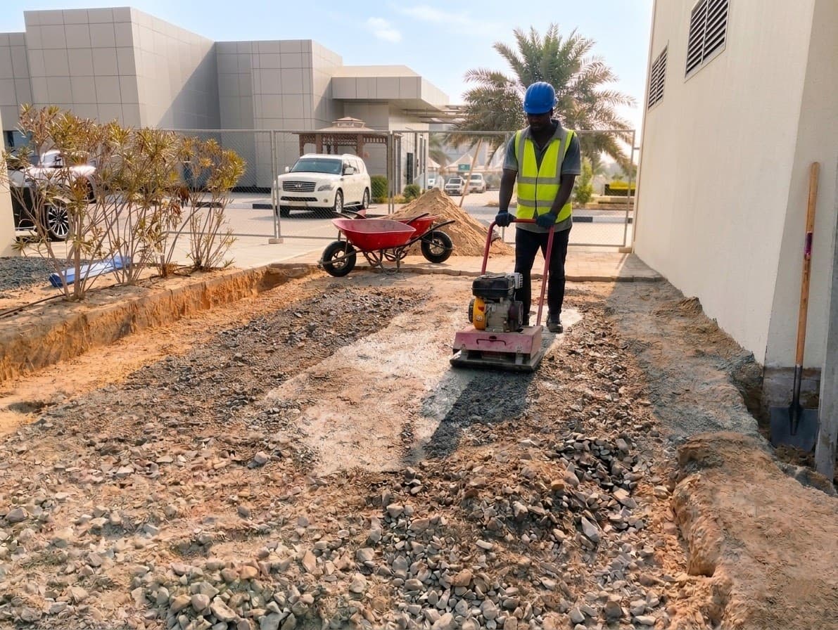 Ground preparation and civil support work for electrical installation